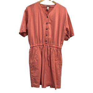 FADS Women's 100% Cotton Romper Shorts Size L Peach 90s Vintage Summer Quality